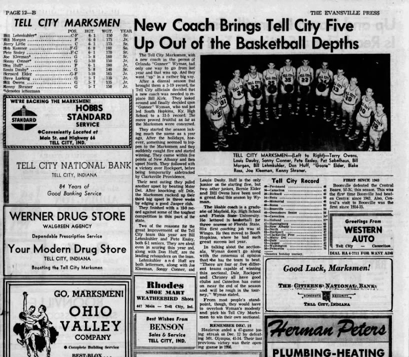 Gunner Wyman new Tell City Coach 1959