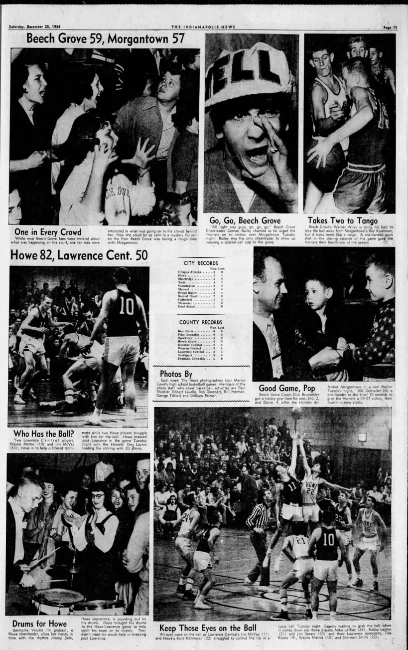 Christmas Day 1954 Beech Grove-Morgantown and Howe-Lawrence Central INDY NEWS