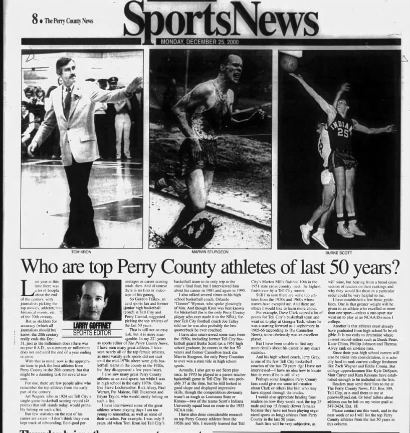 Christmas Day 2000: Perry County News, Top Athletes from past 50 Years?