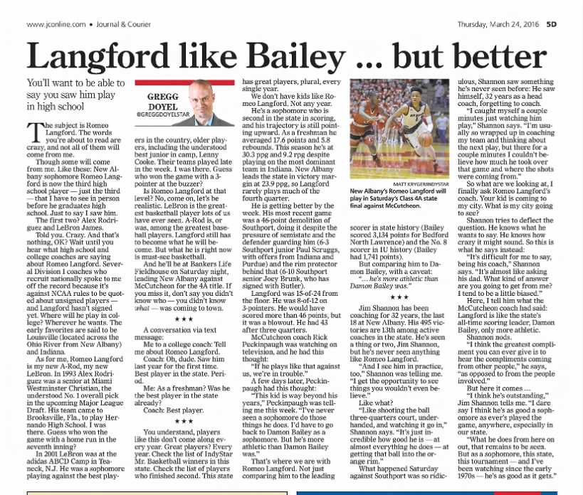 High Praise for Romeo Langford from his coach Jim Shannon 2016