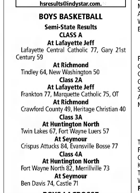 Semi-State Results from various years