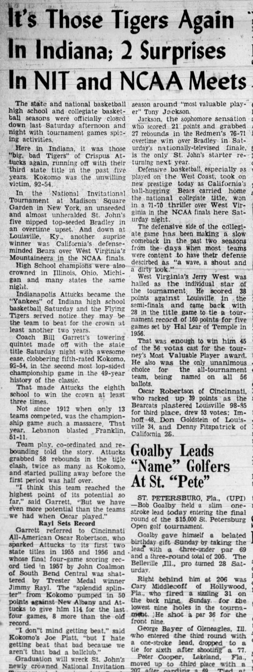 1959 State Finals, NIT, & NCAA all included in one article: