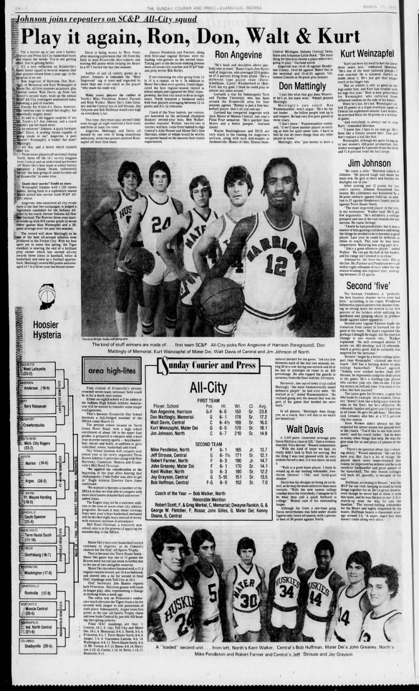 Evansville All-City 1979 includes Baseball Star Don Mattingly