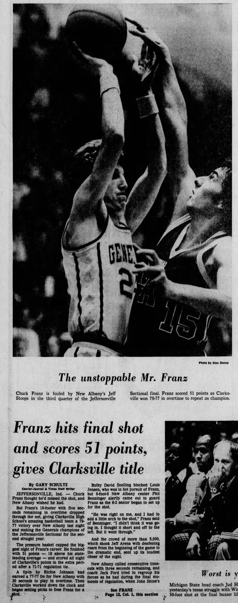 Clarksville and Franz win sectional over New Albany 1979