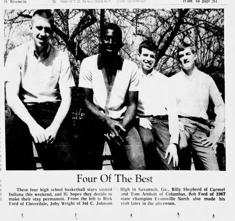 1968 Prep Stars Visit IURick Ford, Joby Wright, Billy Shepherd, Tom